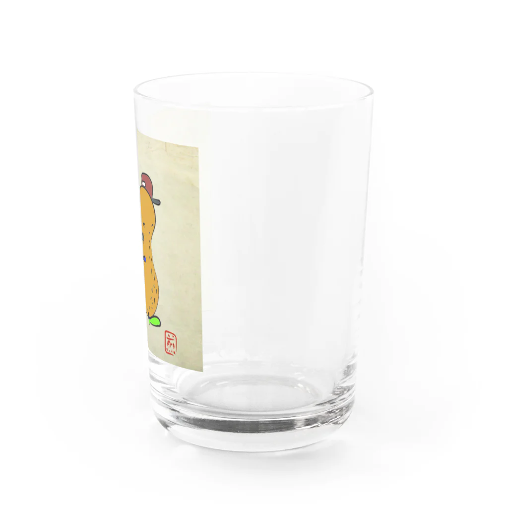 煎餅師匠商店の落花生くんラッパを吹く Water Glass :right