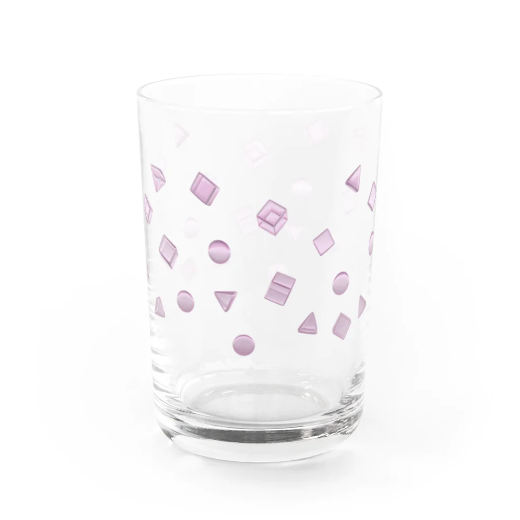 menmiの丸・三角・四角の氷のようなものたち　ピンク グラス右面