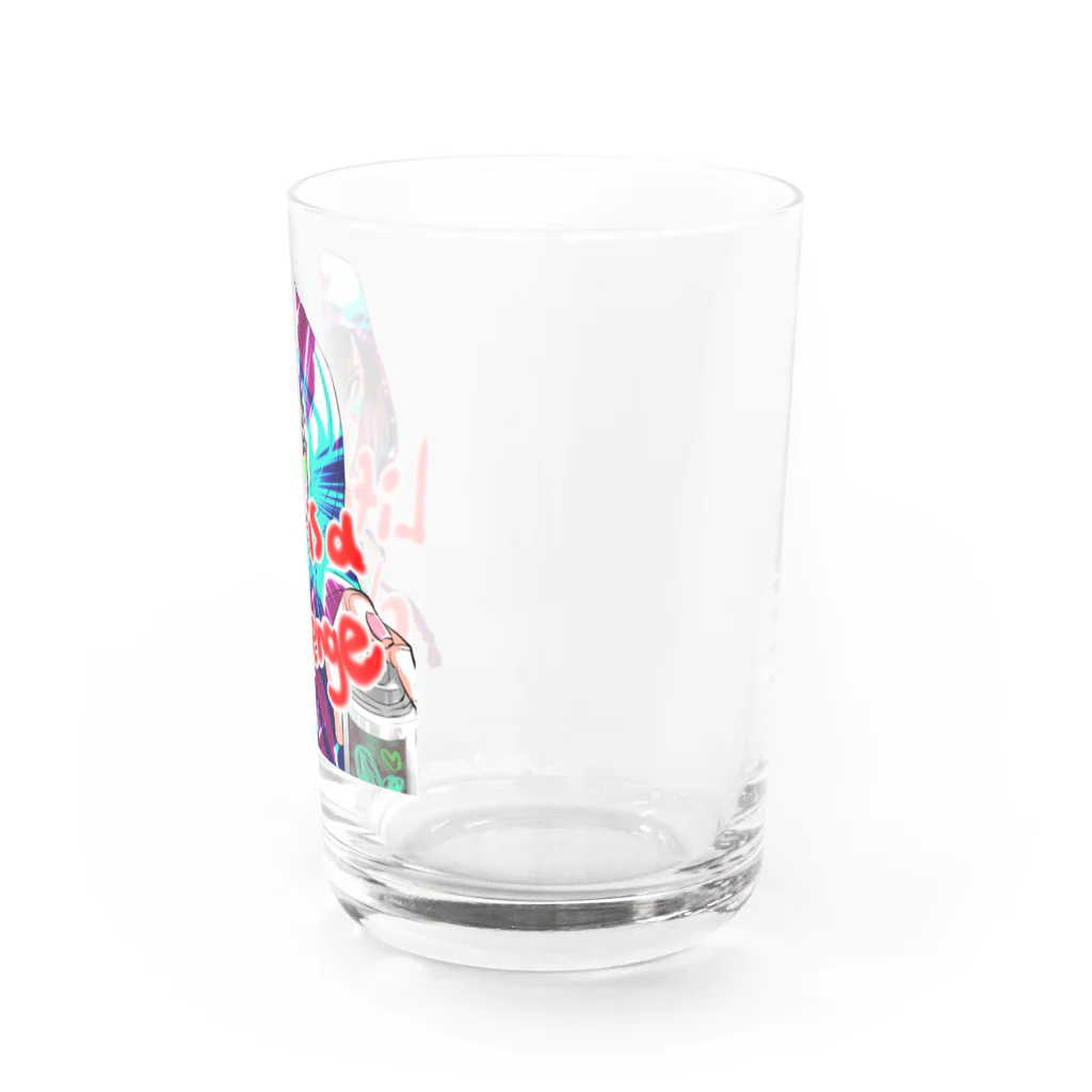 どでんちゃんのデザインショップ👩‍🎨のLife is a challenge Water Glass :right