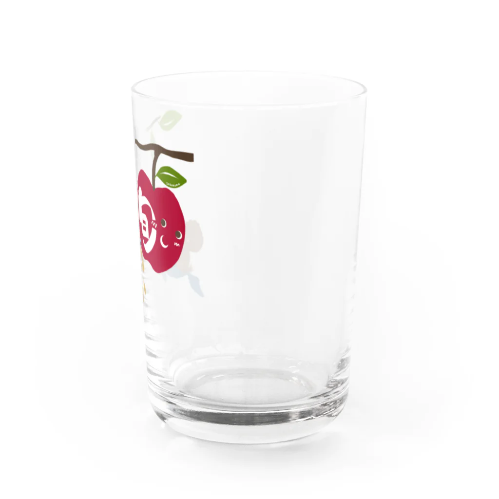 BeArtSuzumaruの旬のリンゴに刺さるイッカク Water Glass :right