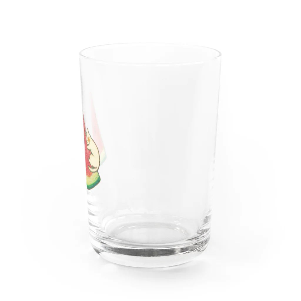 ひとところの猫のスイカ Water Glass :right