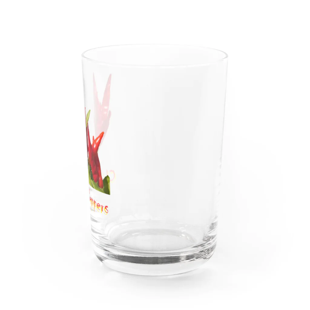 でおきしりぼ子の実験室のとうがらしー文字入り Water Glass :right