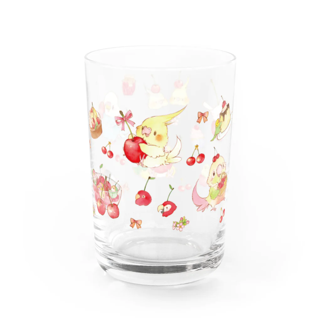 ゆとり屋のことりとサクランボ Water Glass :right