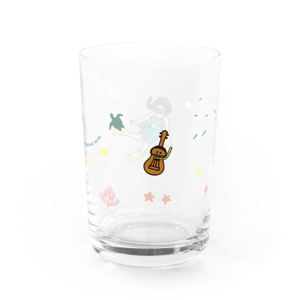 ウクレレちゃんと女の子のウクレレちゃんグラス Water Glass :right