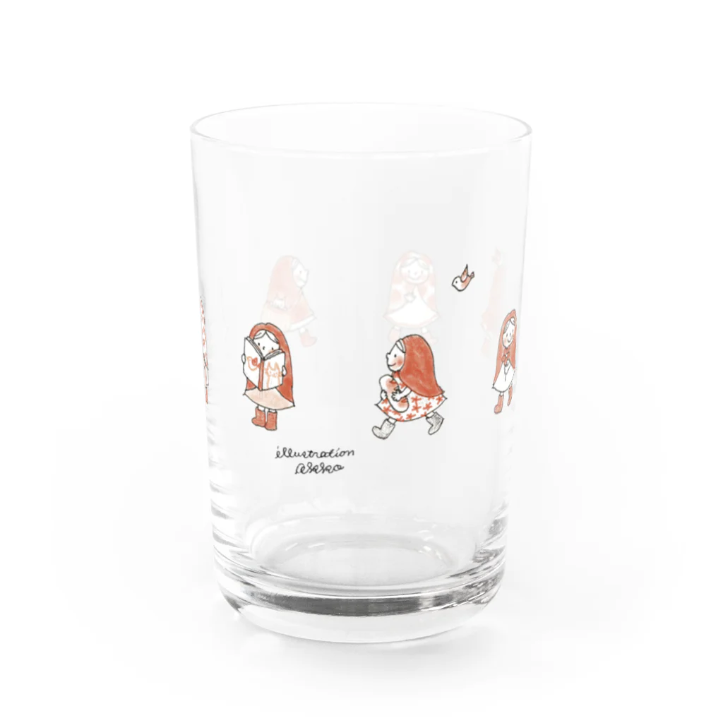 illustration akko shopのお散歩ずきんRed orange Water Glass :right