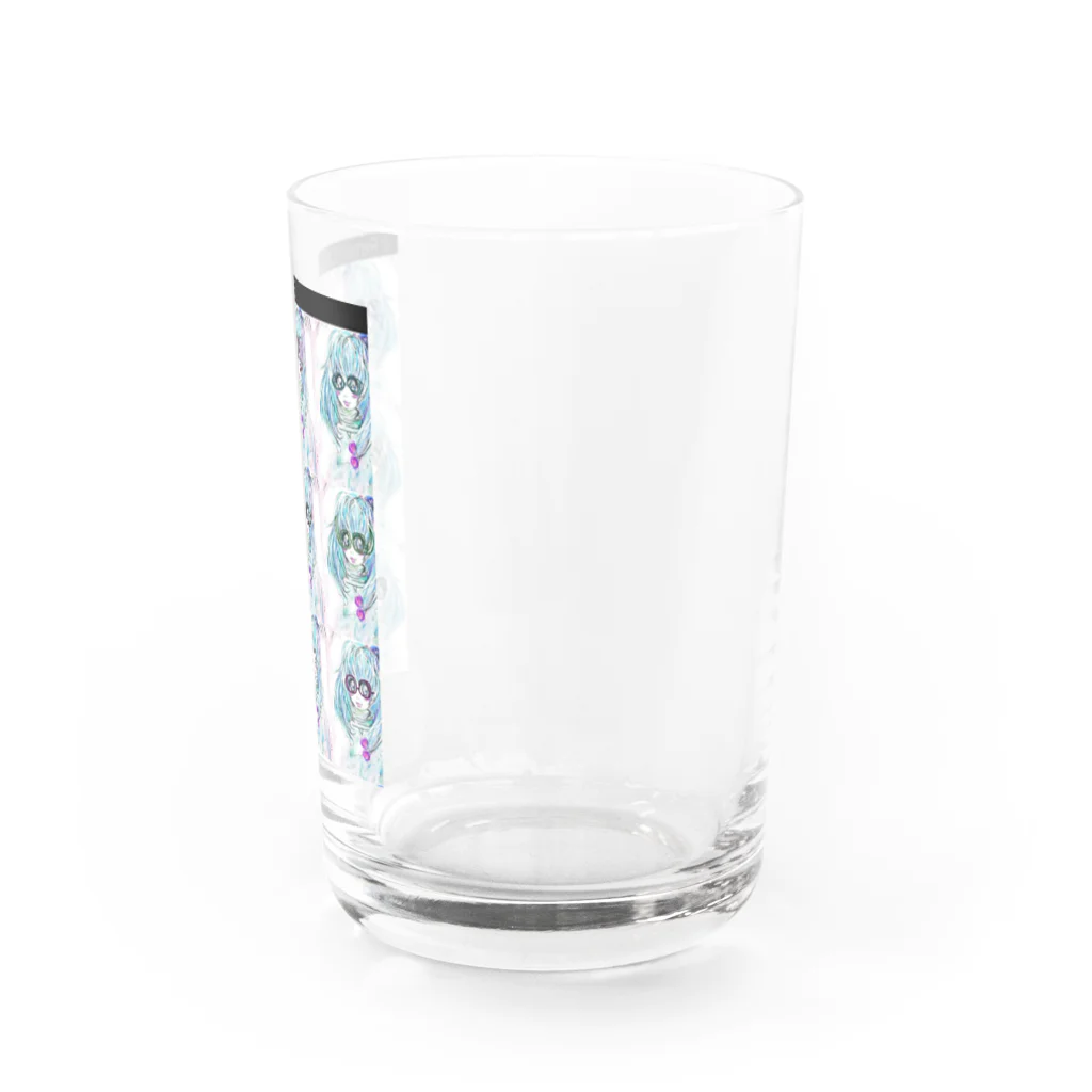 レモンかわいい女子♥️オリジナルショップのレモン手書きかわいいメガネ女子ちゃん♥️ Water Glass :right