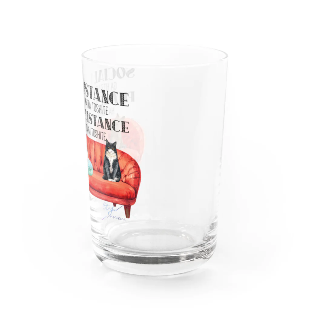 SANKAKU DESIGN STOREのコロナが終わっても近寄らないで欲しい猫ちゃん。 オタク向け Water Glass :right