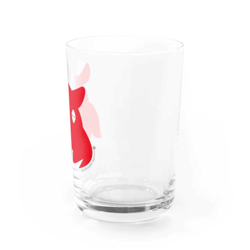 くらげばくだん雑貨店のねむいメンダコ赤塗 Water Glass :right