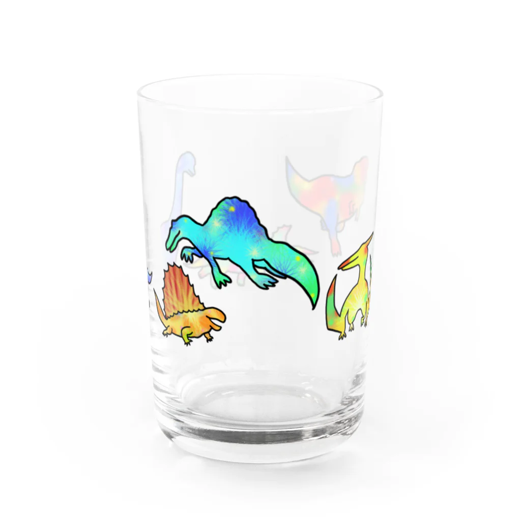 pluのカラフル恐竜❤️💛💚💙💜 Water Glass :right