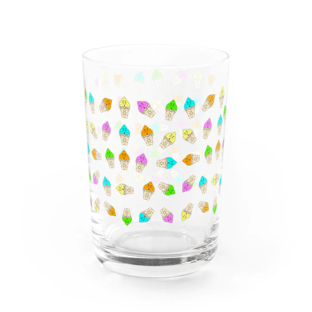 マクマク屋のお絵かきのソフトクリームのSOFUTOくん！！ファミリー Water Glass :right