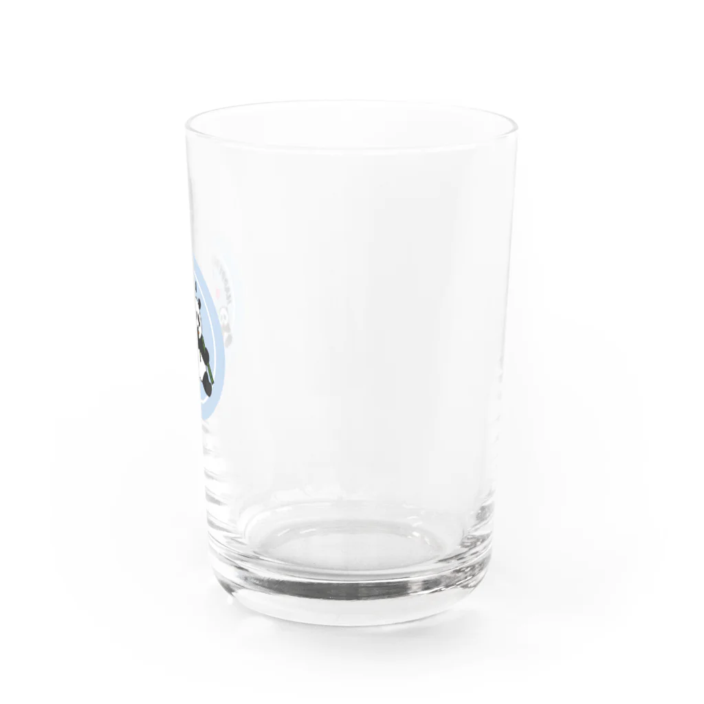 水色プリントのずんぐりむっくり親子パンダ Water Glass :right