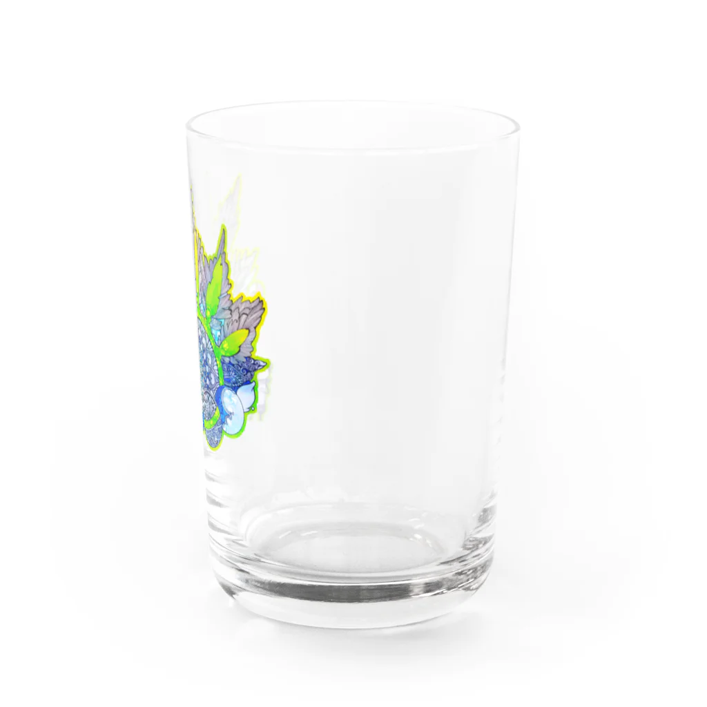 太陽の光降りそそぐ庭の息吹のマンダラ Water Glass :right