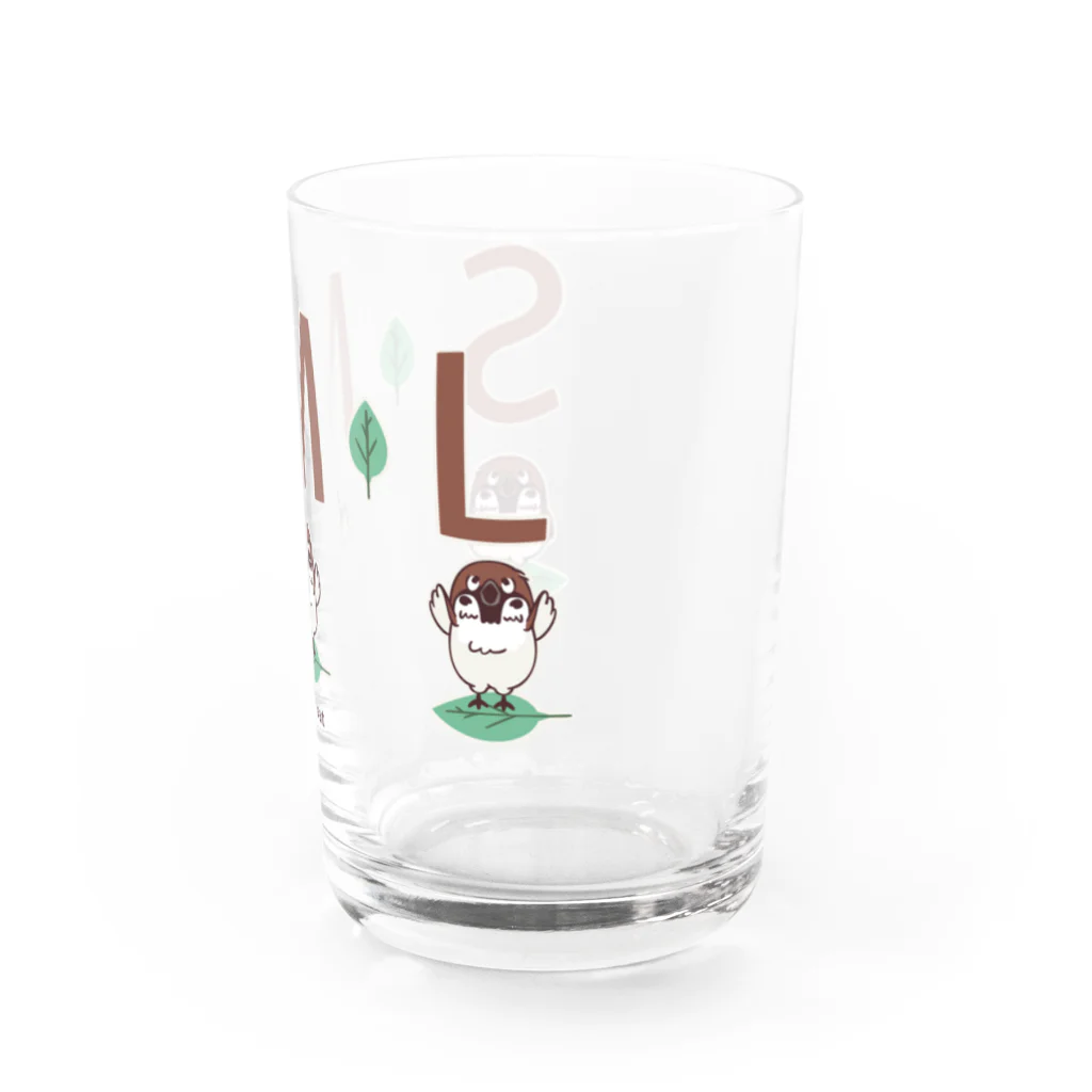 イラスト MONYAAT のスズメがちゅん SMLTシャツ Water Glass :right