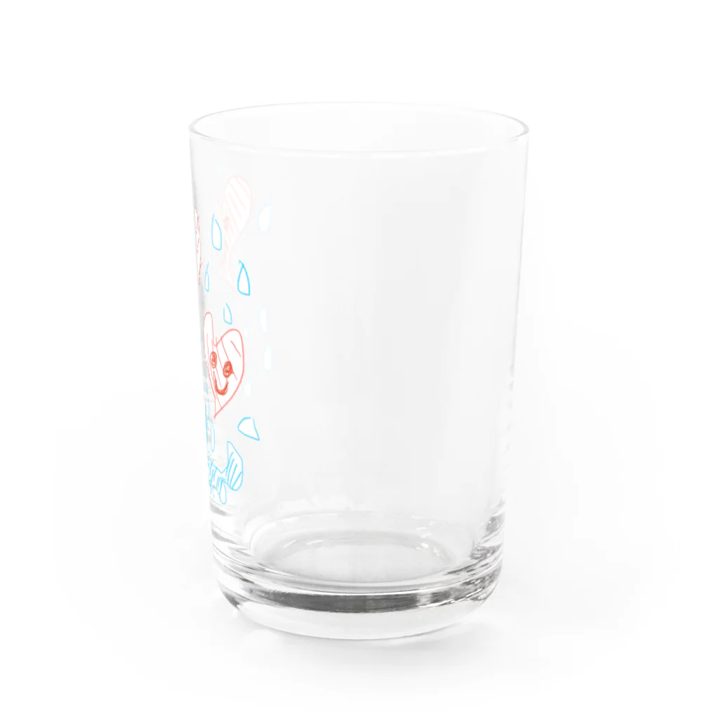 ヨコガオがモットーの雨のちハートで草 Water Glass :right