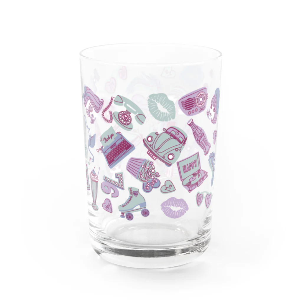 sachiko2004shopのブルーレトロガール Water Glass :right