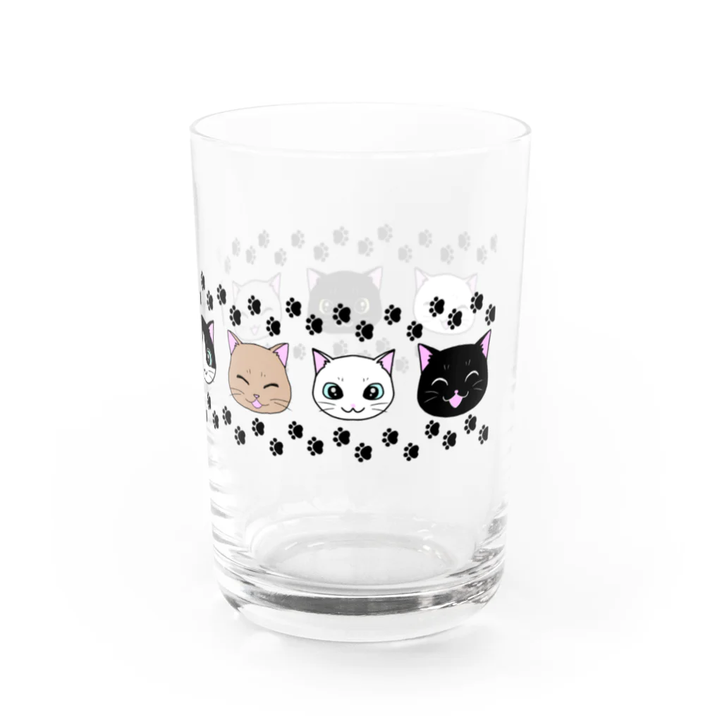 虹色猫工房(クロミツ)のにゃんこボーダー Water Glass :right