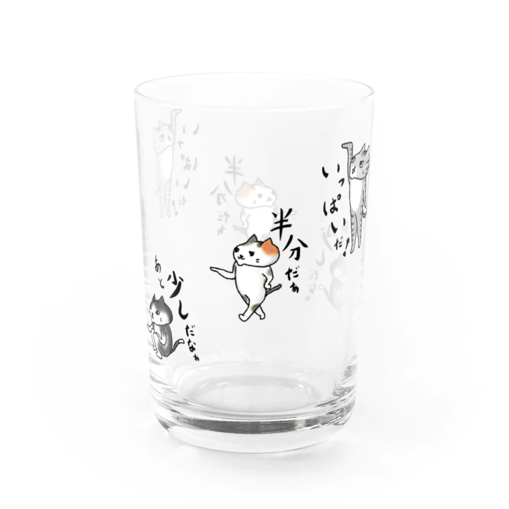 向日葵きのこの容量を教えてくれる猫グラス Water Glass :right