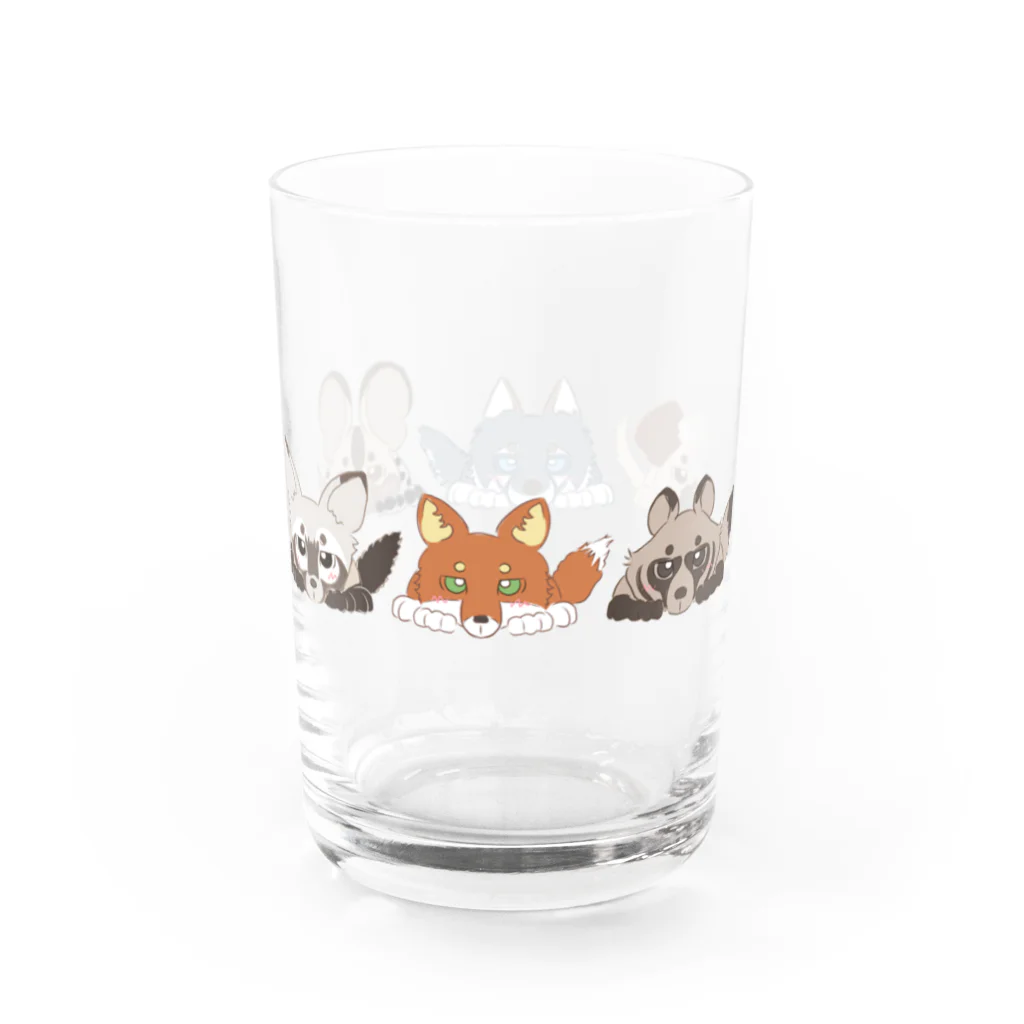 BeArtSuzumaruのぺたんこ犬科横 Water Glass :right