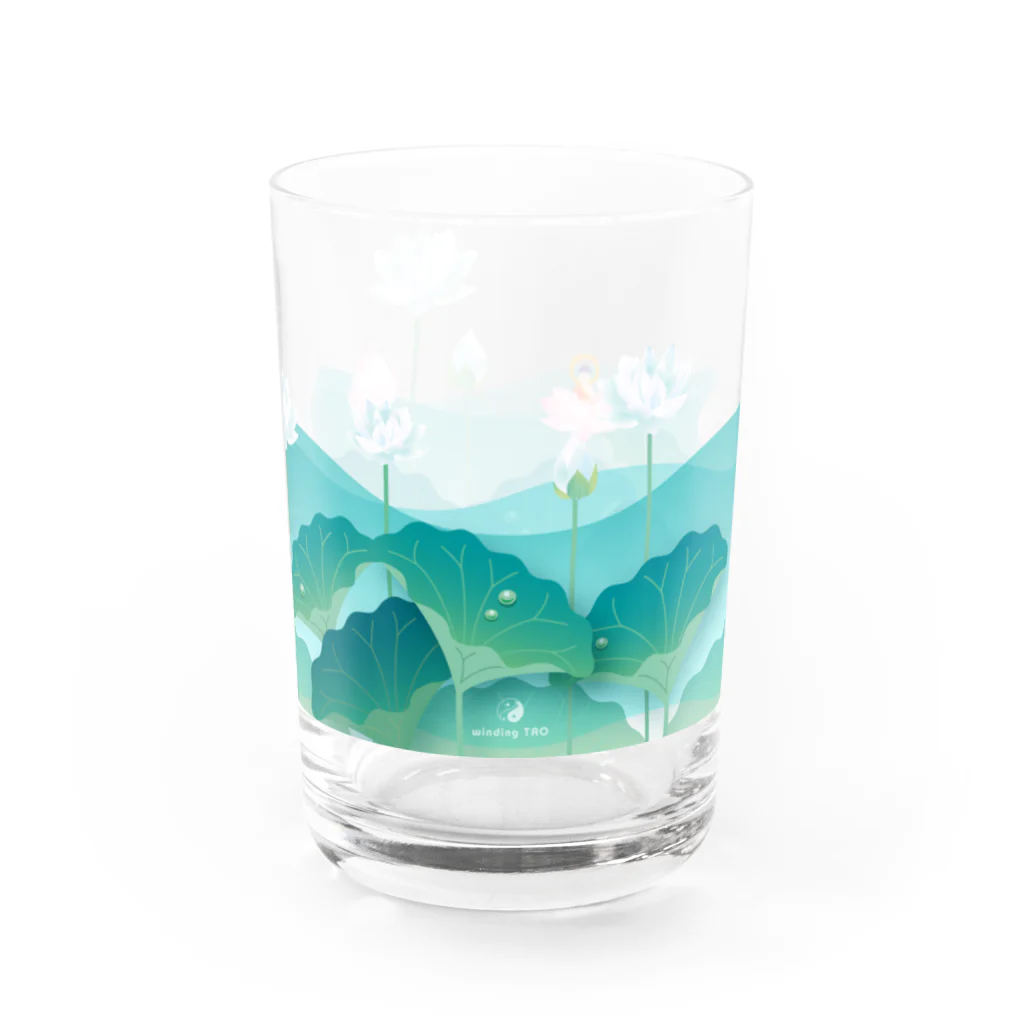 くねくね道の蓮とお釈迦様（グラス） Water Glass :right