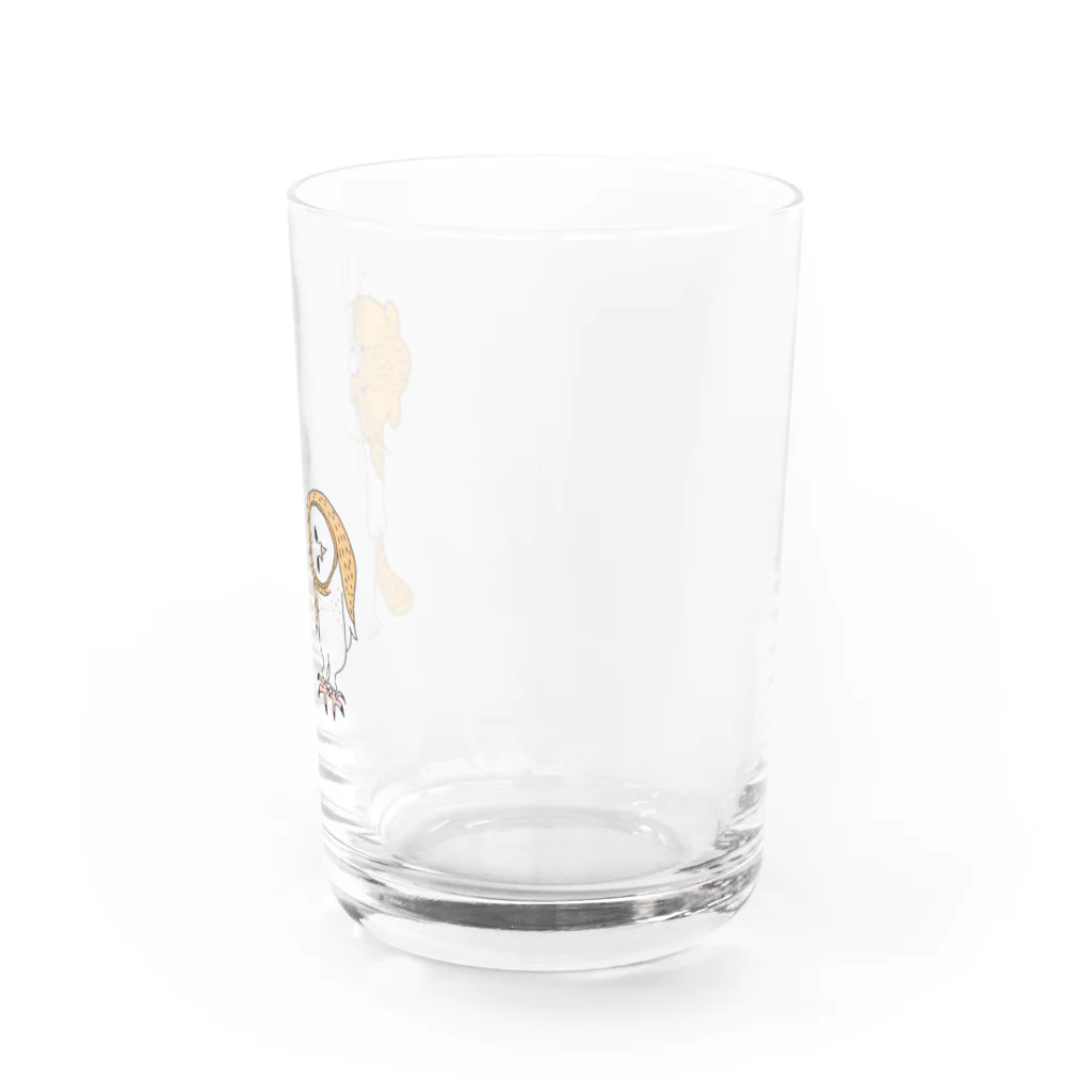 shimeji_omuのネコとメンフクロウ Water Glass :right