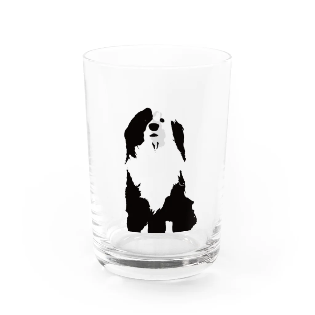 あるじ屋の巻き尾の片パンダ犬 Water Glass :right