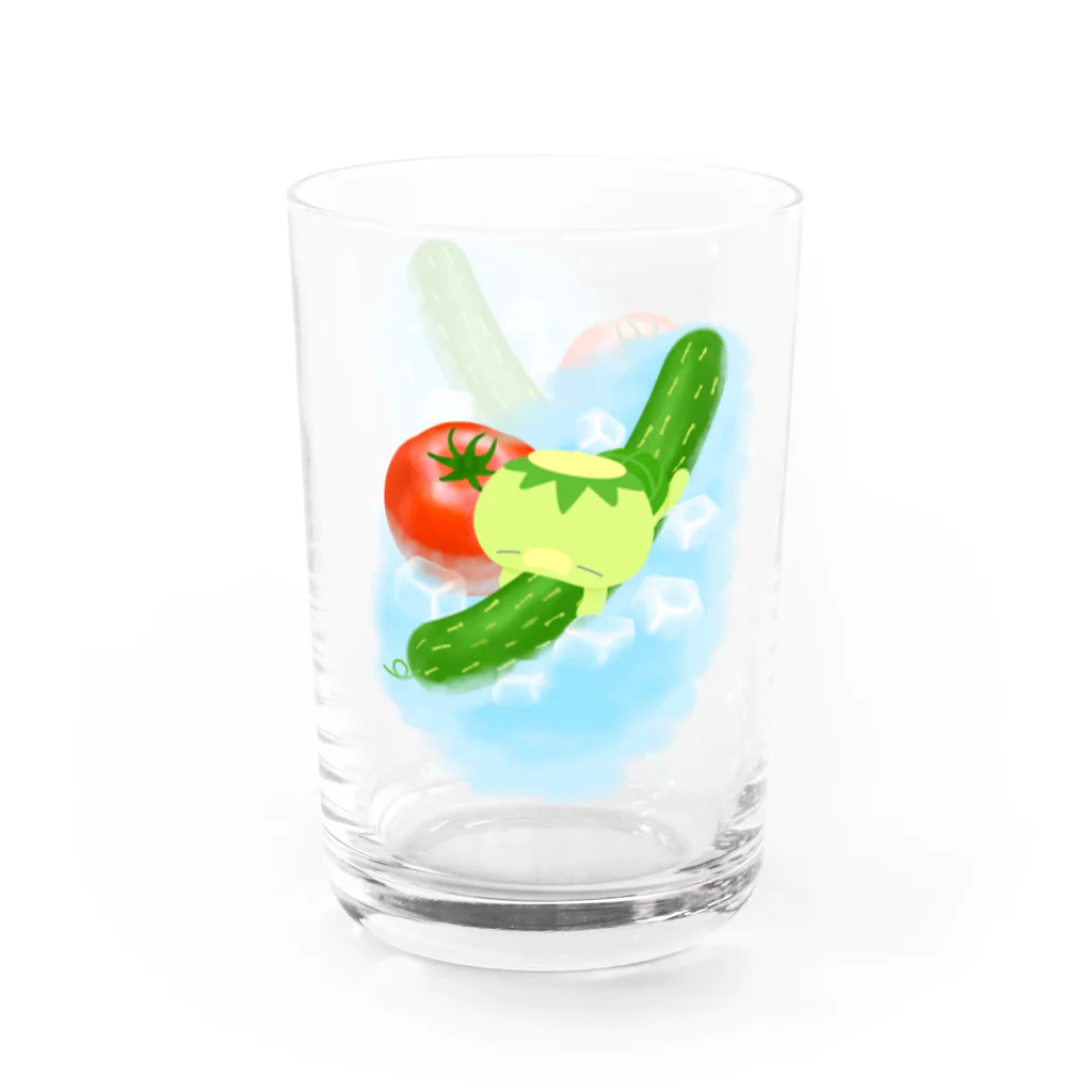 ほわぽよ。のキュウリにトマトにカッパのきゅぅちゃん Water Glass :right