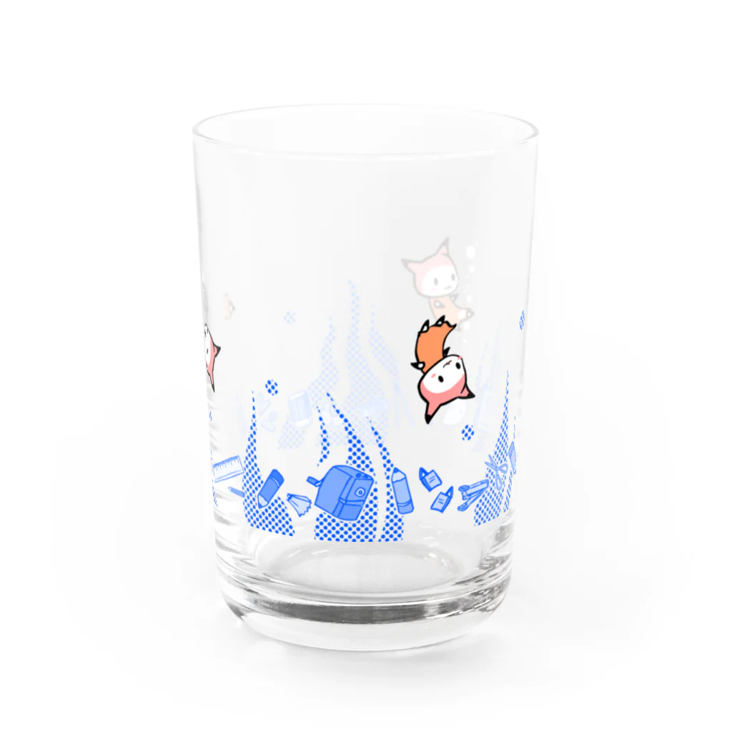 Achiとハトとみんなの店のたゆたういつもぶんぐグラス Water Glass :right