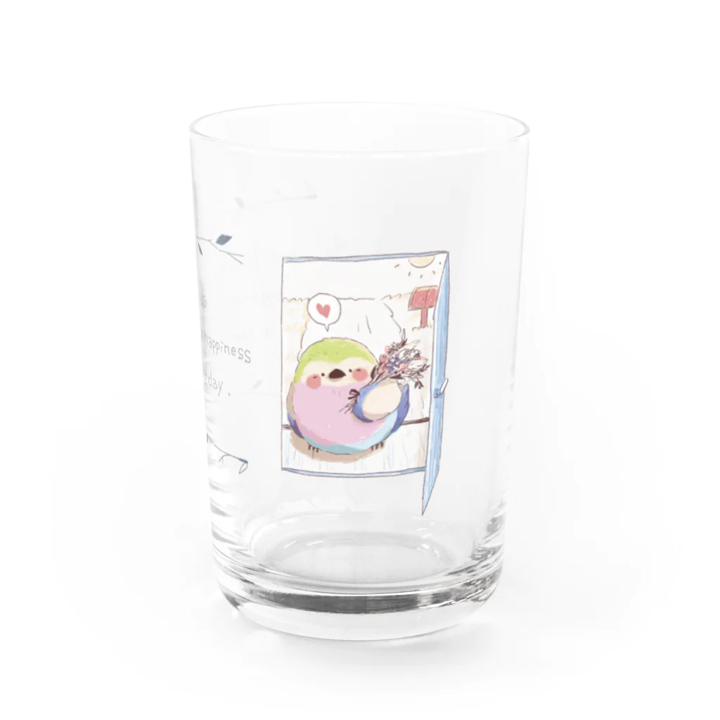 ふんわり動物まーけっと　byすみろんのなんでもない日のとりさん Water Glass :right