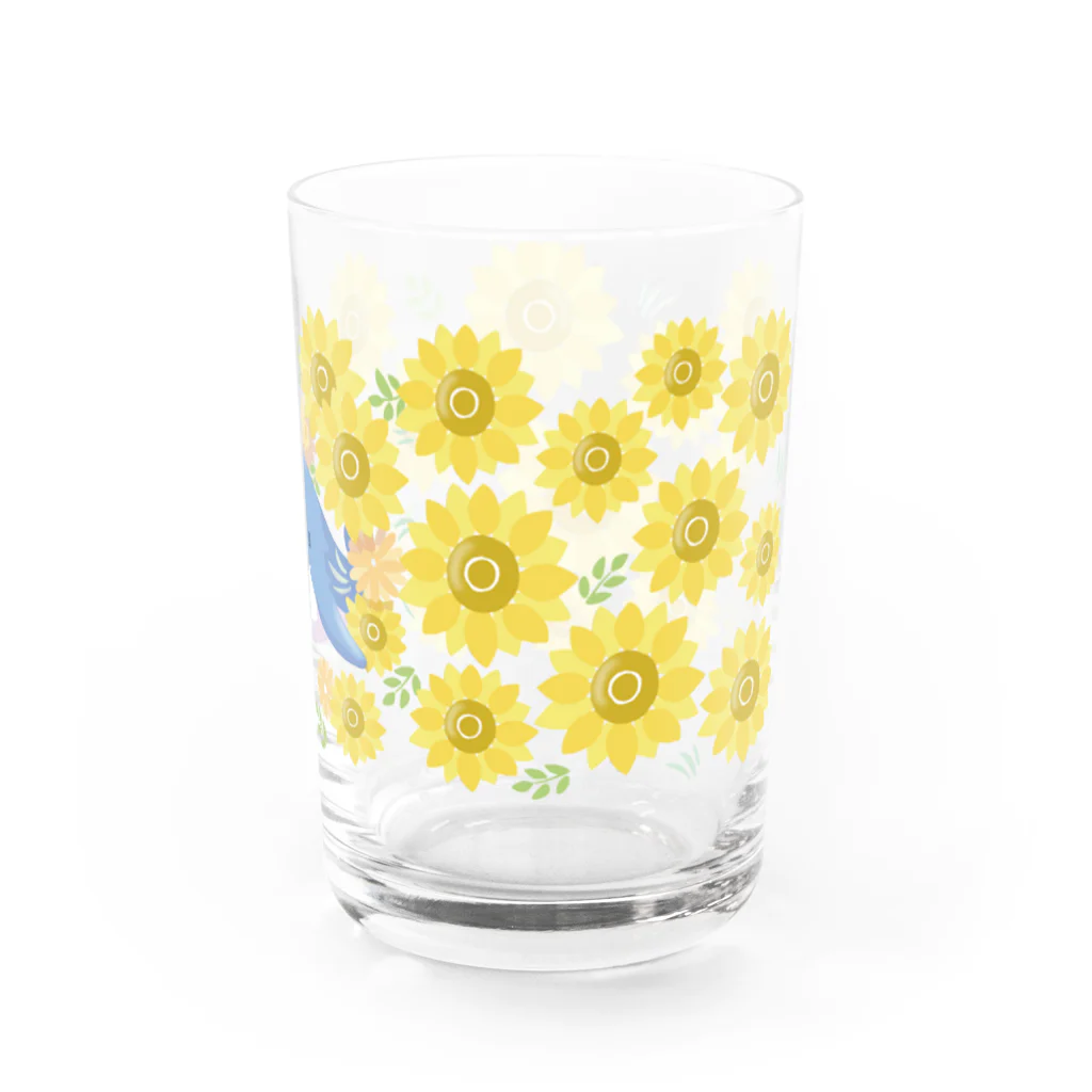 honamirukaのひまわり畑に住むくじら Water Glass :right