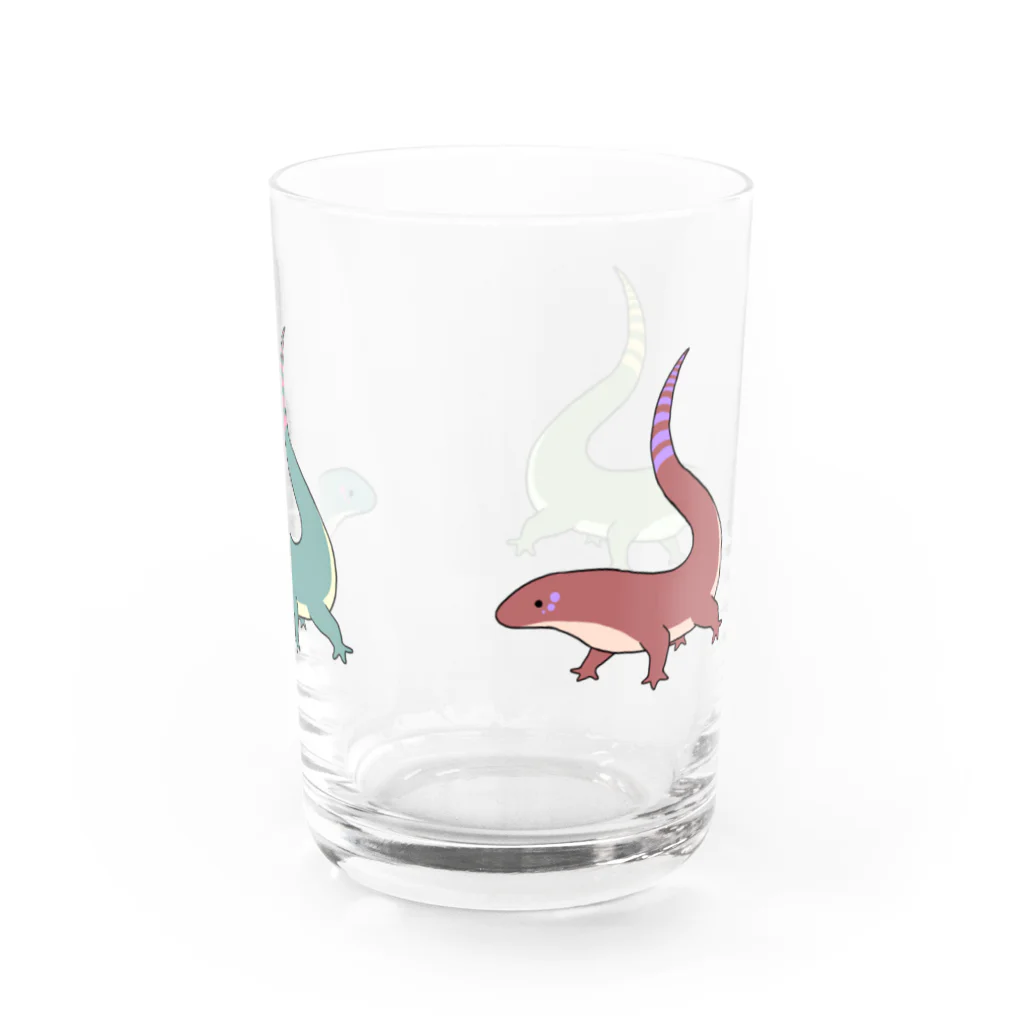 モヒコンの三匹のゆるいトカゲ Water Glass :right