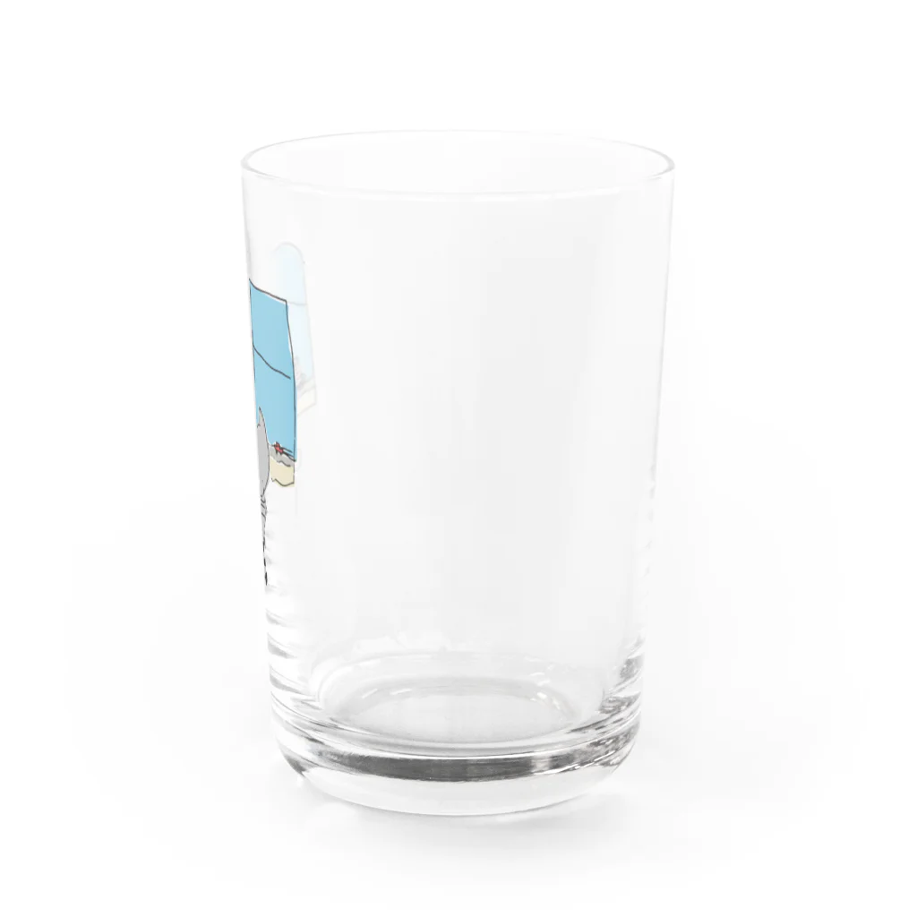 もこはる＊HiNA:＊の灰色猫と窓 背景なし Water Glass :right