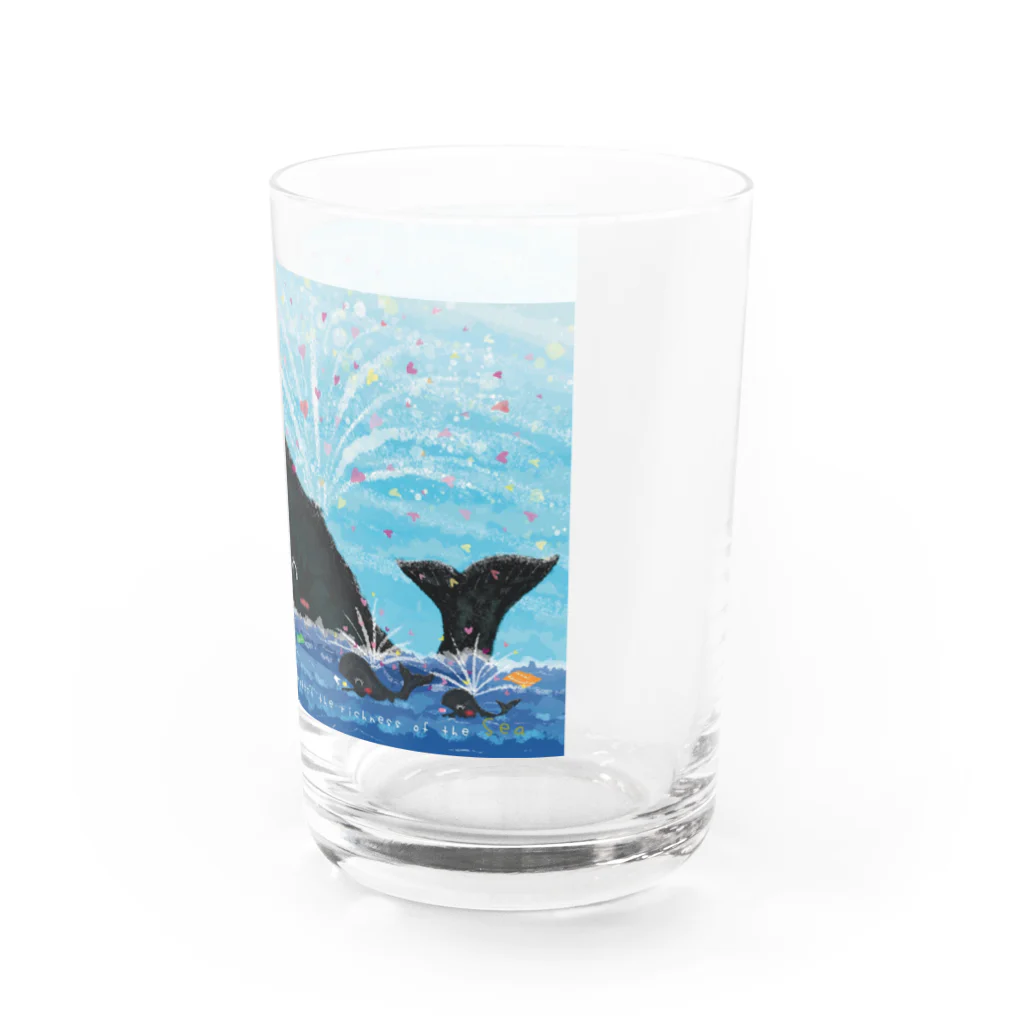 葵い空よりのThe whale that cleans the world Water Glass :right