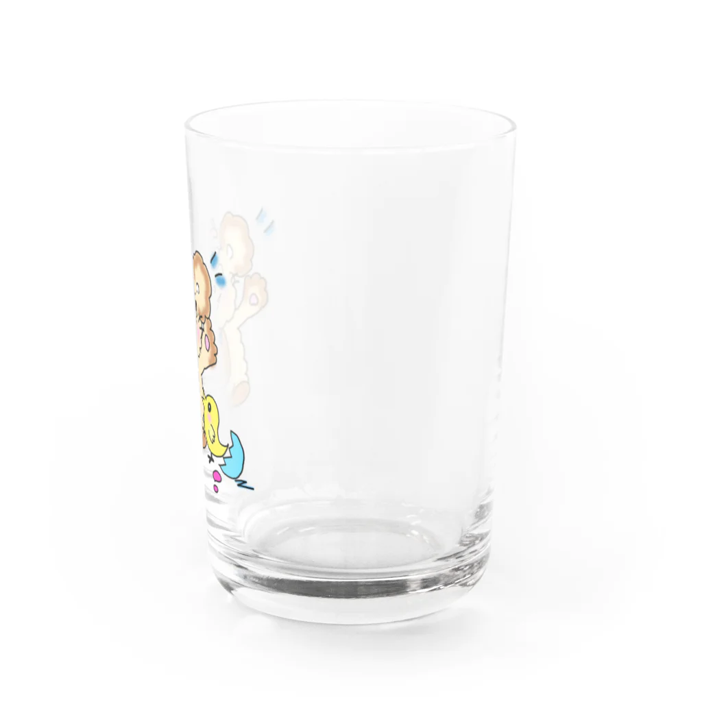 じゅんすけのお店のうりりん　トイプードル　ひよこ　わーい嬉しい Water Glass :right