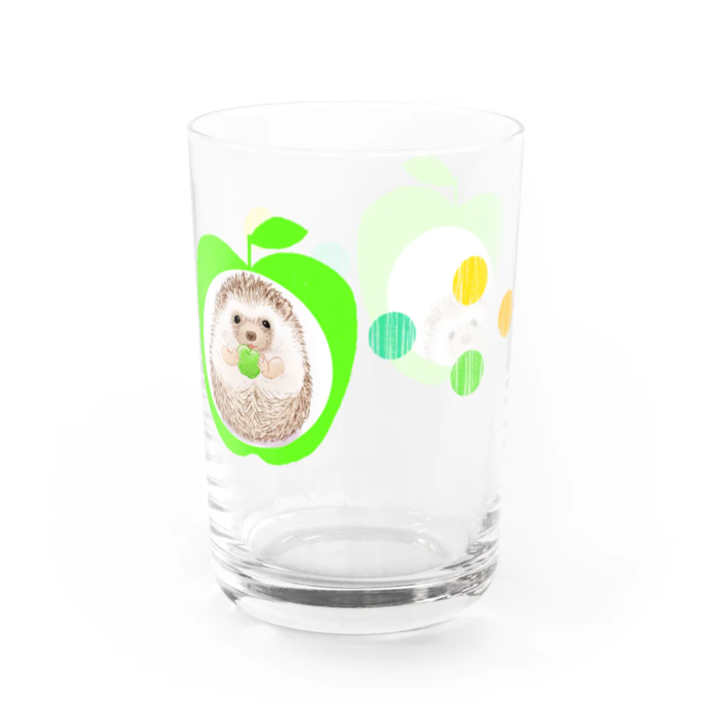 しかイラストの りんご水玉ハリネズミ Water Glass :right