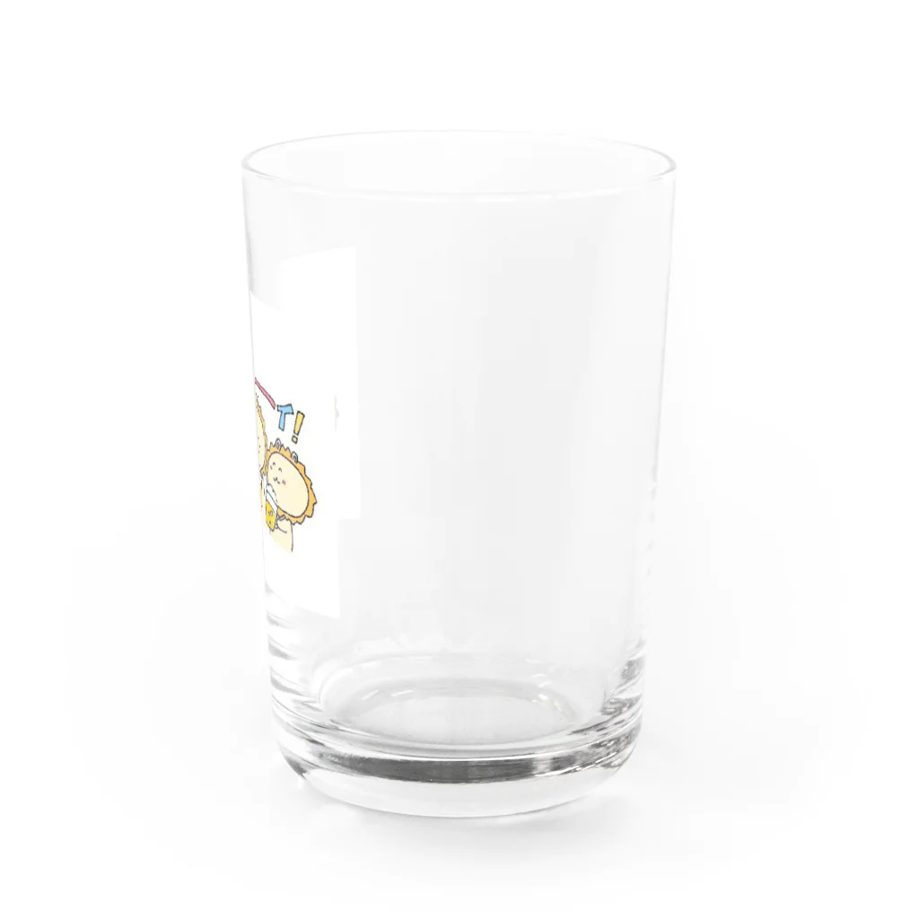 無理サファリパークの辛獅子(ツライオン)の赤ちゃんのツライオン乾杯グラス Water Glass :right