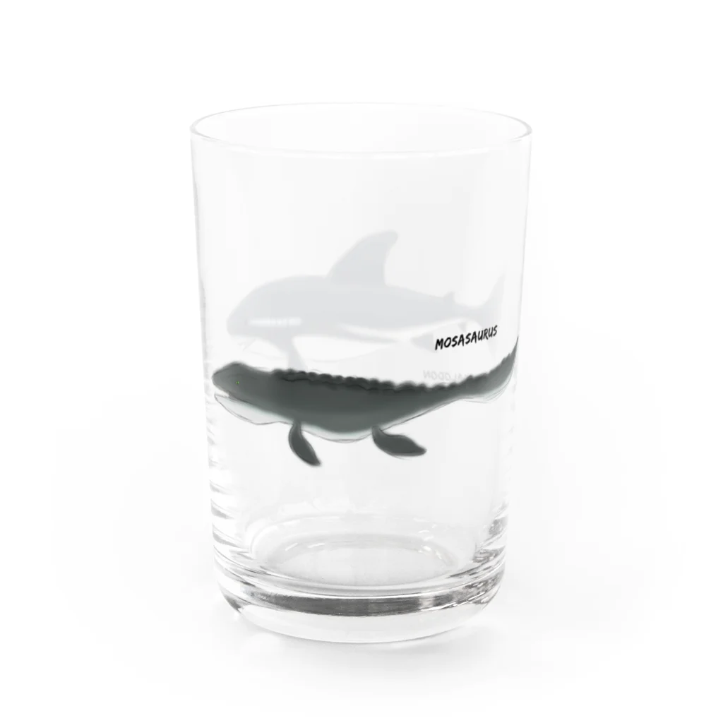 自給自足のモササウルスとメガロドン Water Glass :right