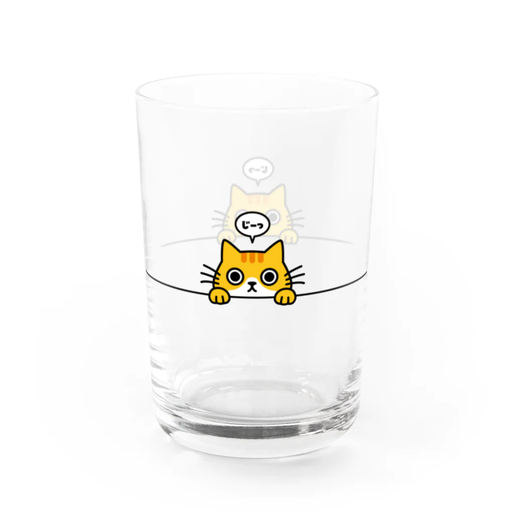 chi-bitのじーっとみる猫（茶トラ＆茶シロ） Water Glass :right