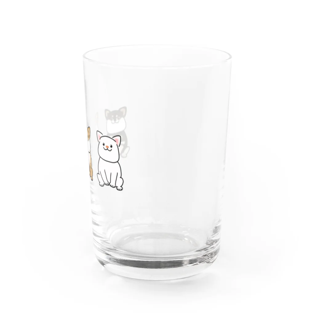 Lily bird（リリーバード）の黒、茶、白柴犬2 Water Glass :right