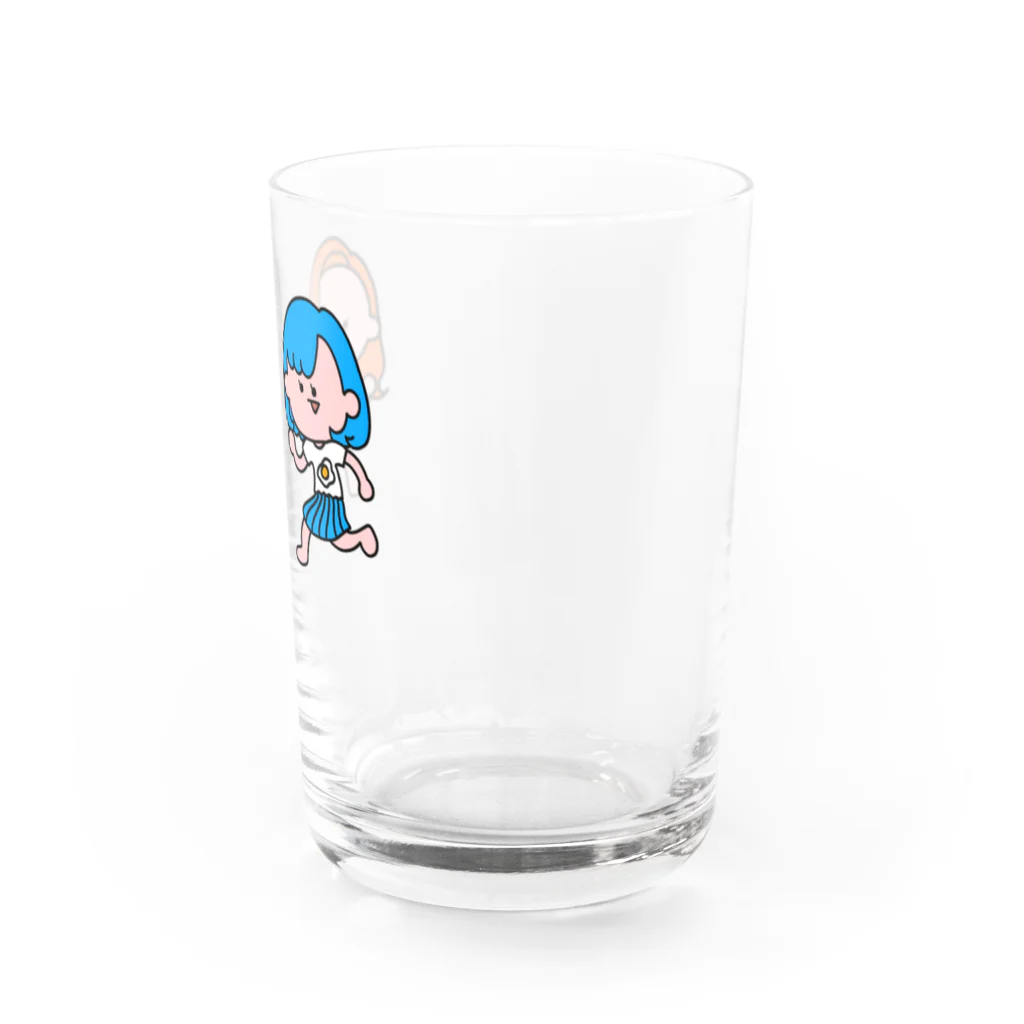 アーモンド🐴🐣の橙と青の女の子 Water Glass :right