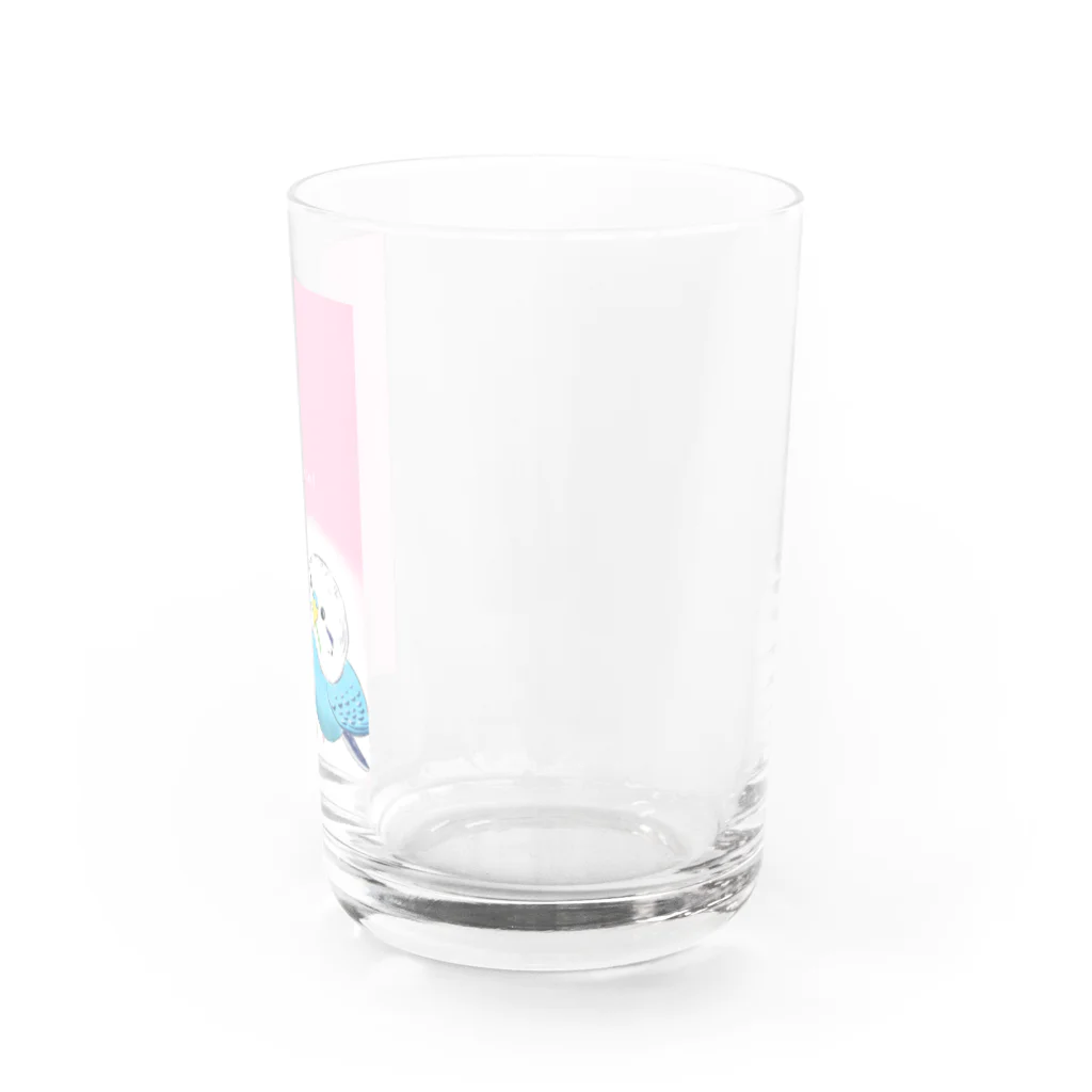 くるるのぴよらいふの四つ葉と青インコちゃん Water Glass :right