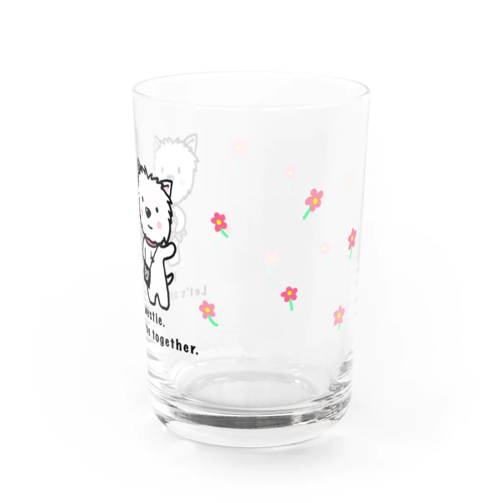 Kizplanning 「Sylph&Devil's」のしろいぬルッチー【2wes】グラス:花がピンク Water Glass :right
