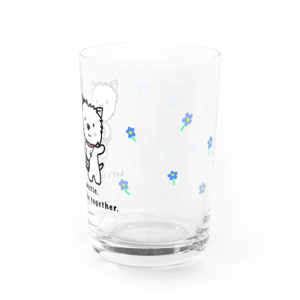 Kizplanning 「Sylph&Devil's」のしろいぬルッチー【2wes】グラス:花がブルー Water Glass :right