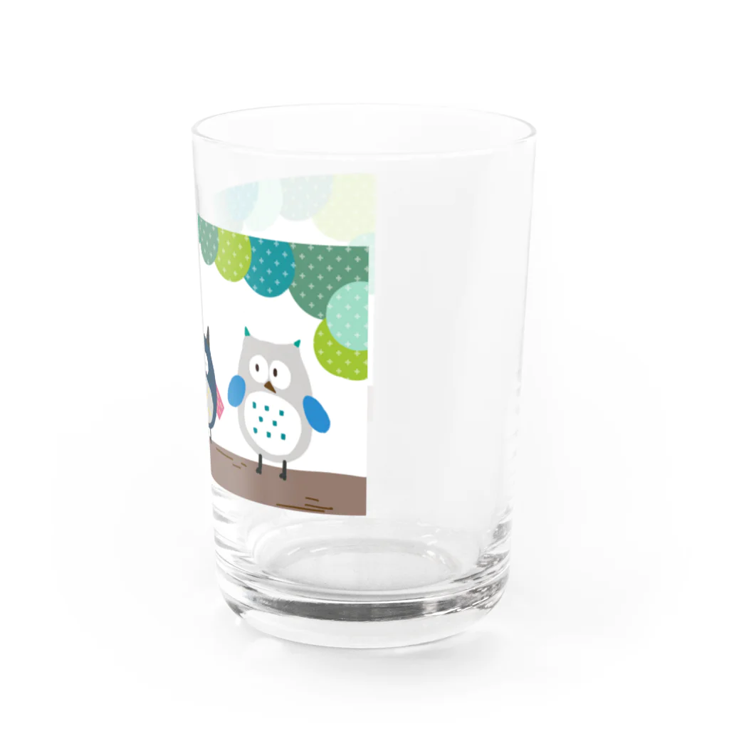 ももひらのフクロウ3兄弟 Water Glass :right