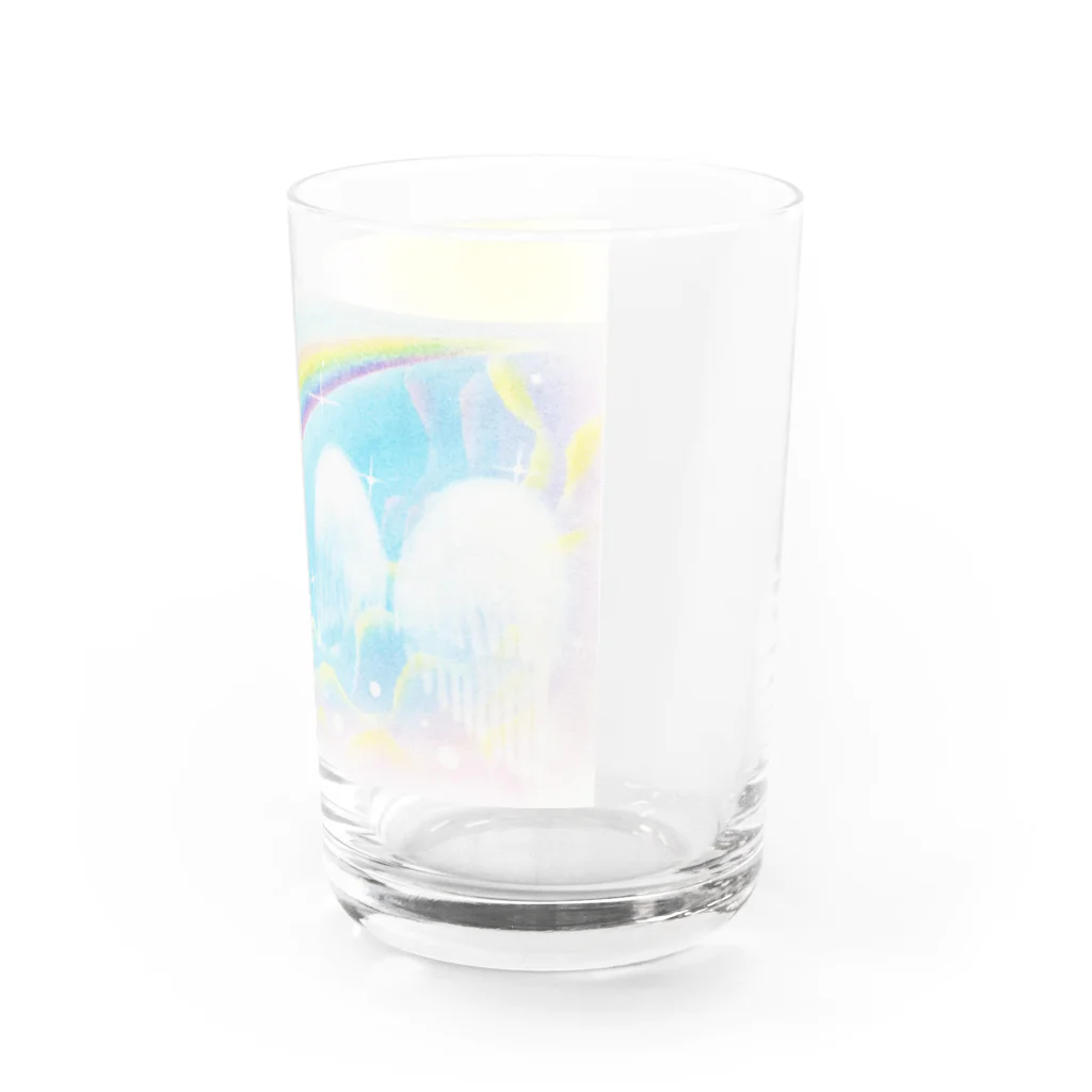  Pastel Design Art 天使のお部屋のユニコーンと虹 Water Glass :right