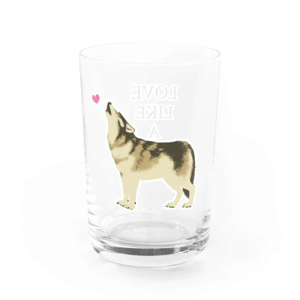 ヤマガタ シンの愛を遠吠えオオカミ Water Glass :right