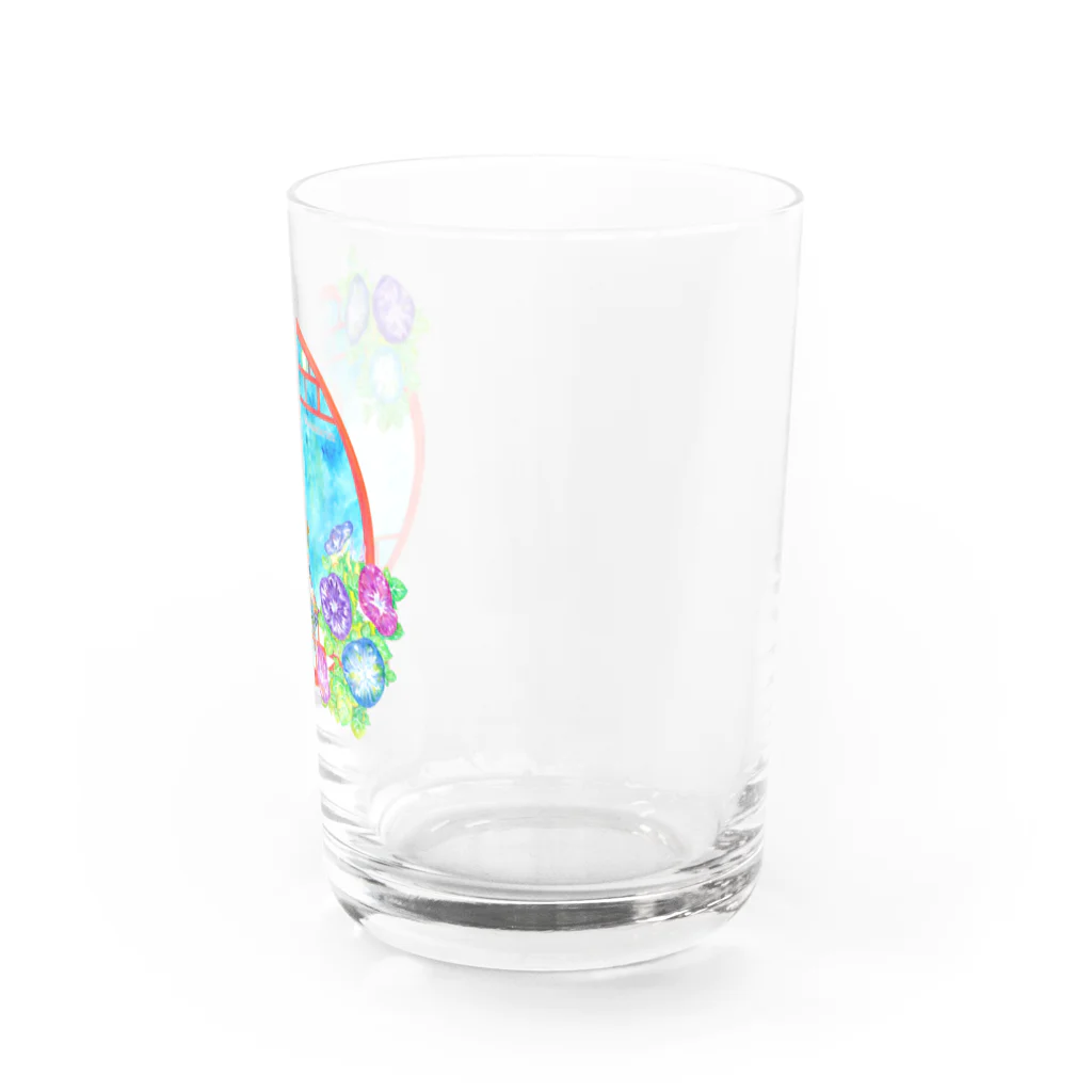 星架月の「窓際の夏」青空・朝顔縁・浴衣の女の子 Water Glass :right