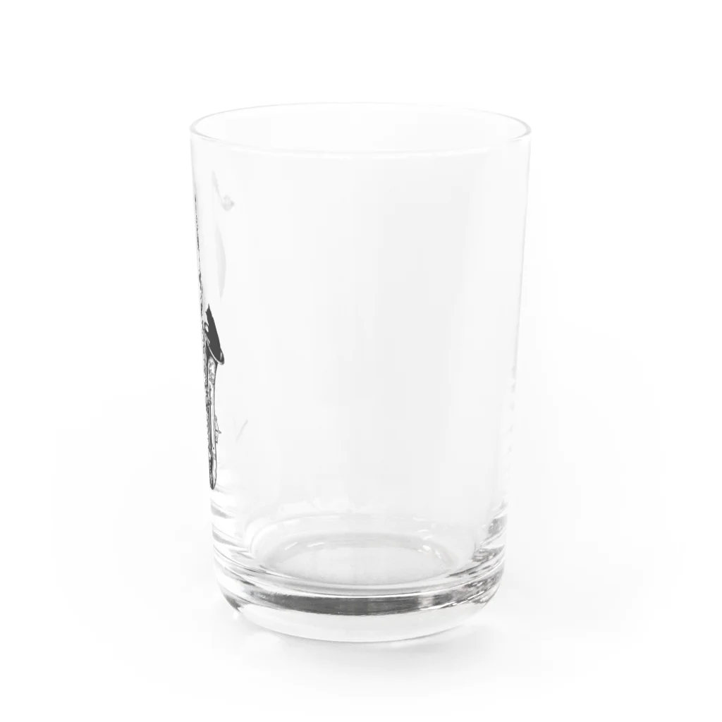 音楽雑貨でぶねこのテナーサックスと黒猫 Water Glass :right