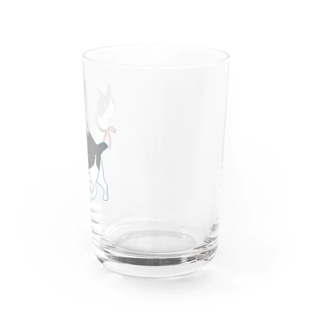 猫猫商店の白黒猫まっくす(リボン) Water Glass :right