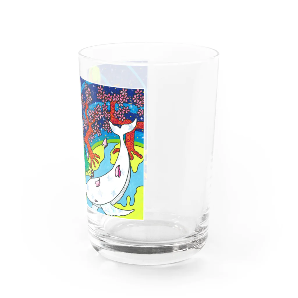 kouの落描き帳の桜の女神と白いクジラ Water Glass :right