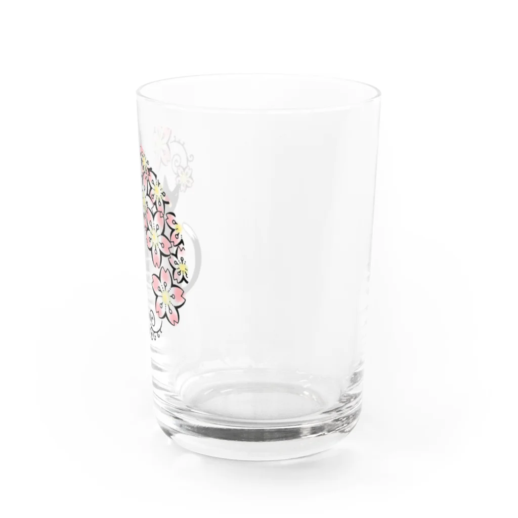 柚子の桜と黒猫 Water Glass :right